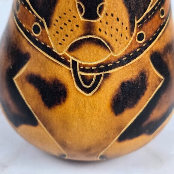 Handmade Folk Art Guard Dog Made From a Gourd Carved Burned Freestanding - Picture 3 of 11